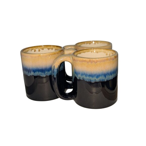 Set 3 Ceramic Gradient Blue Yellow Coffee Mugs 12 Oz Each - Picture 14 of 15